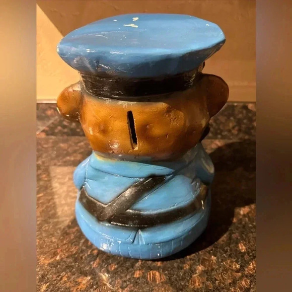 VINTAGE Ceramic Police Bear Coin Piggy Bank 60’s 70’s Collectible Nursery Decor - Picture 3 of 16